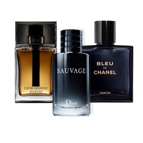 Combo promocional de 3 perfumes Sauvage Dior, Bleu de Chanel, y Dior Homme Intense 100ml