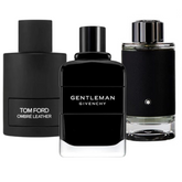 Combo promocional de 3 perfumes Tom Ford Ombre Leather, Givenchy Gentleman, y Montblanc Explorer 100ml